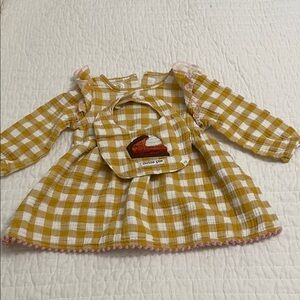 Mud Pie Yellow and White Gingham Dress with Pumpkin Bib